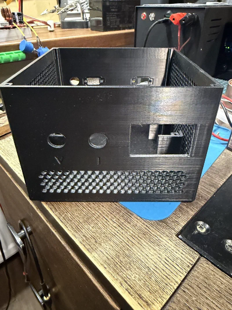 Front with knob holes and meter cutout